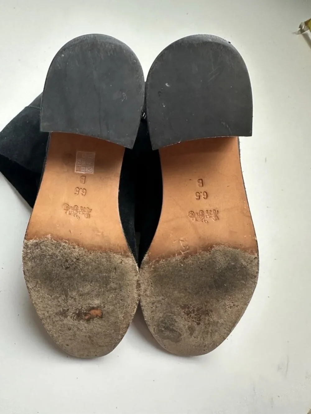 Coach Suede Ryder Tall Boots Logo Block Heel Black 6.5 B